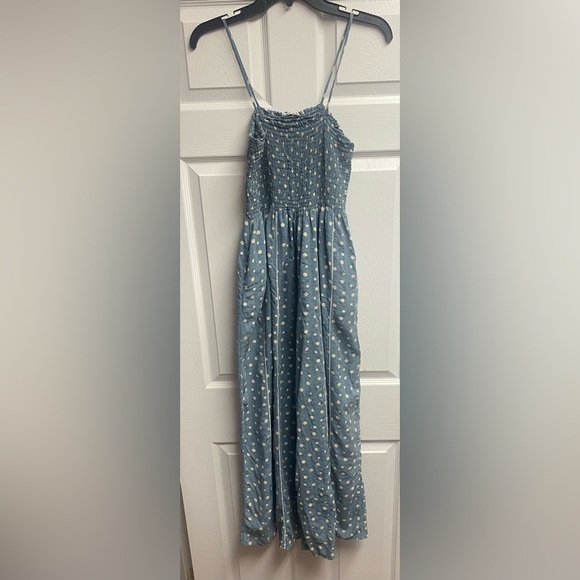 BUCKETLIST Pants - Bucket List Boutique Brand Polka Dot Smocked Wise Leg Jumpsuit Size Small